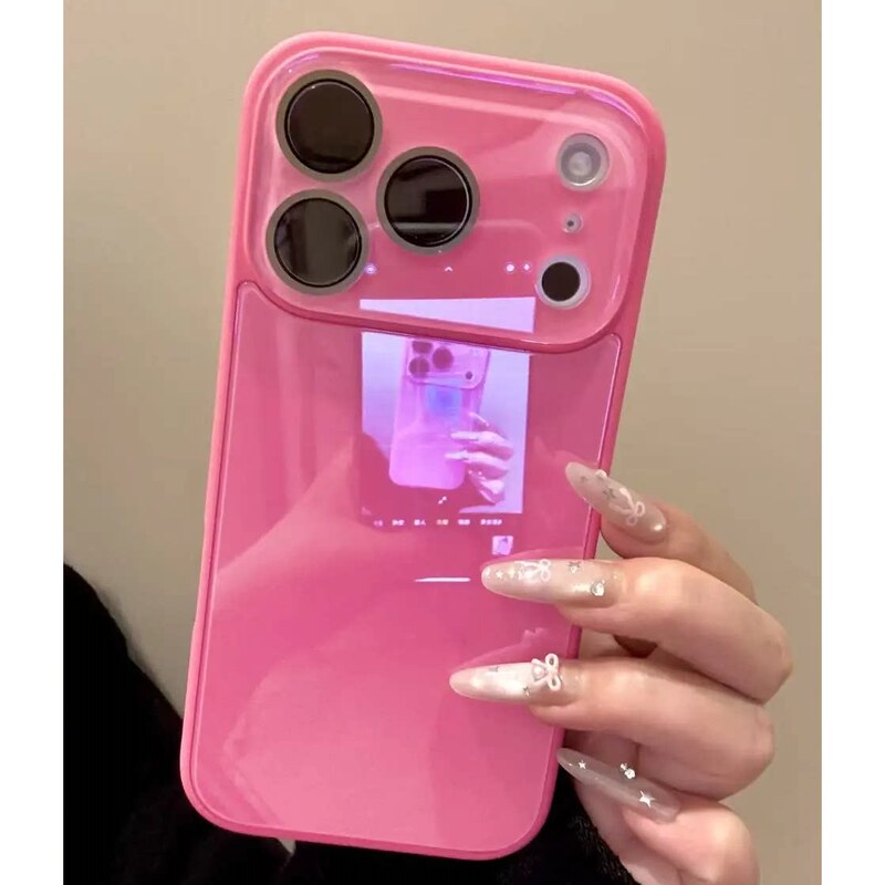 Korean Style ins Clear Candy-Colored Glass Case with Crystal Lens Film Suitable for Iphone17Promax Phone Case Dopamine Skin Feel Apple 16/15 Niche 14/13 High-End 12 Protective Case