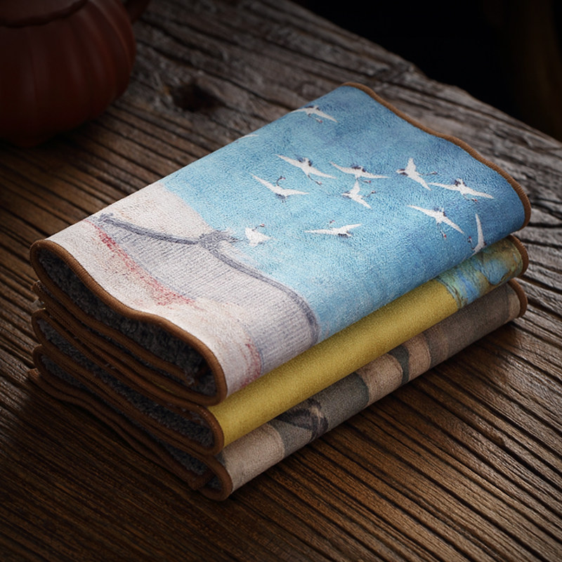 High-grade tea towel cloth pot towel Chinese tea towel tea cloth tablecloth tea mat absorbs water thickened tea table mat tea set accessories