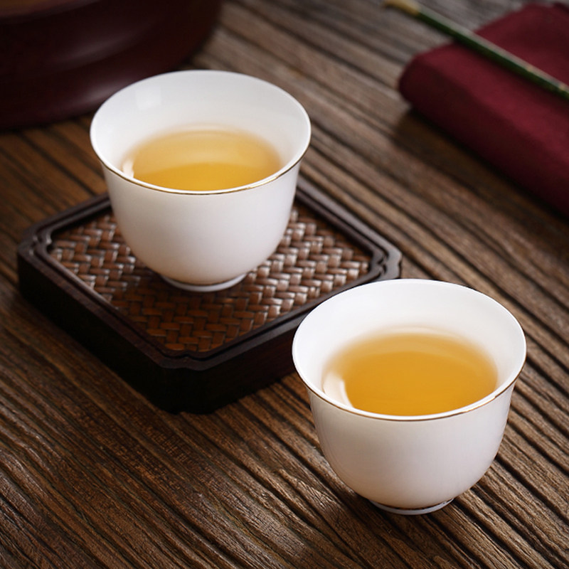 Ceramic gold-painted teacup white porcelain tea cup small teacup home personal cup single master cup kung fu tea set teacup