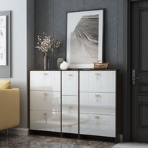 Light luxury shoe cabinet home solid wood living room bench integrated wall locker simple modern ultra-thin Large Capacity Storage