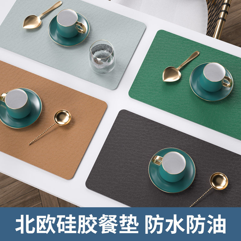 Silicone insulating dining mat waterproof and anti-oil home Western Dining Table Mat Cloth Elementary School Kids Light Lavish Cups Bowls Tray Mat Nets Red Wind