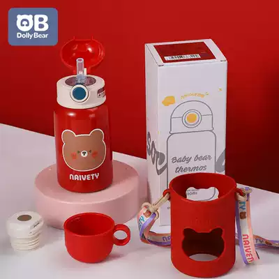 Children's thermos cup with straws Baby water cup dual-purpose portable baby fall-proof kindergarten for primary school students