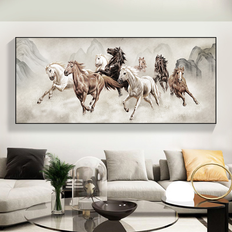 New Chinese living room decoration painting Haina Baichuan sofa Background wall frescoed light extravagant atmosphere office landscape painting