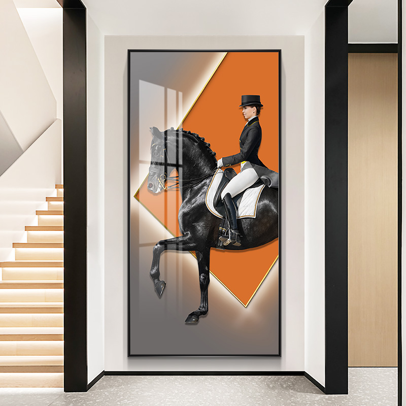 Gentleman's demeanor modern light and luxurious Kanto decoration painting upscale corridor gangway mural characters Horse American stairs hanging paintings