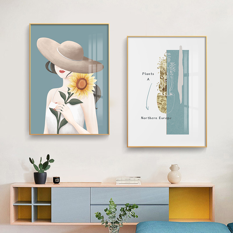 Nordic modern beauty character decorative painting porch corridor bedroom bedside painting background wall painting clothing store painting