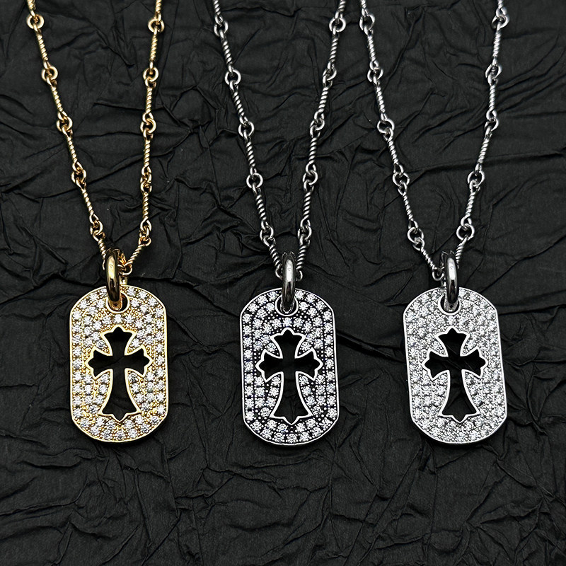 AETEEY Openwork Cross Necklace for Men and Women, Sweater Chain, High-End Jewelry Pendant, Clavicle Chain, Stackable Accessories