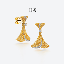 Original design Jewelry 18K Gold Studded Diamond Earrings Womens Fashion Small Dresses Earrings Fan