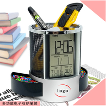 Electronic perpetual calendar pen holder storage box creative fashion desktop round student multi-function business custom printing logo