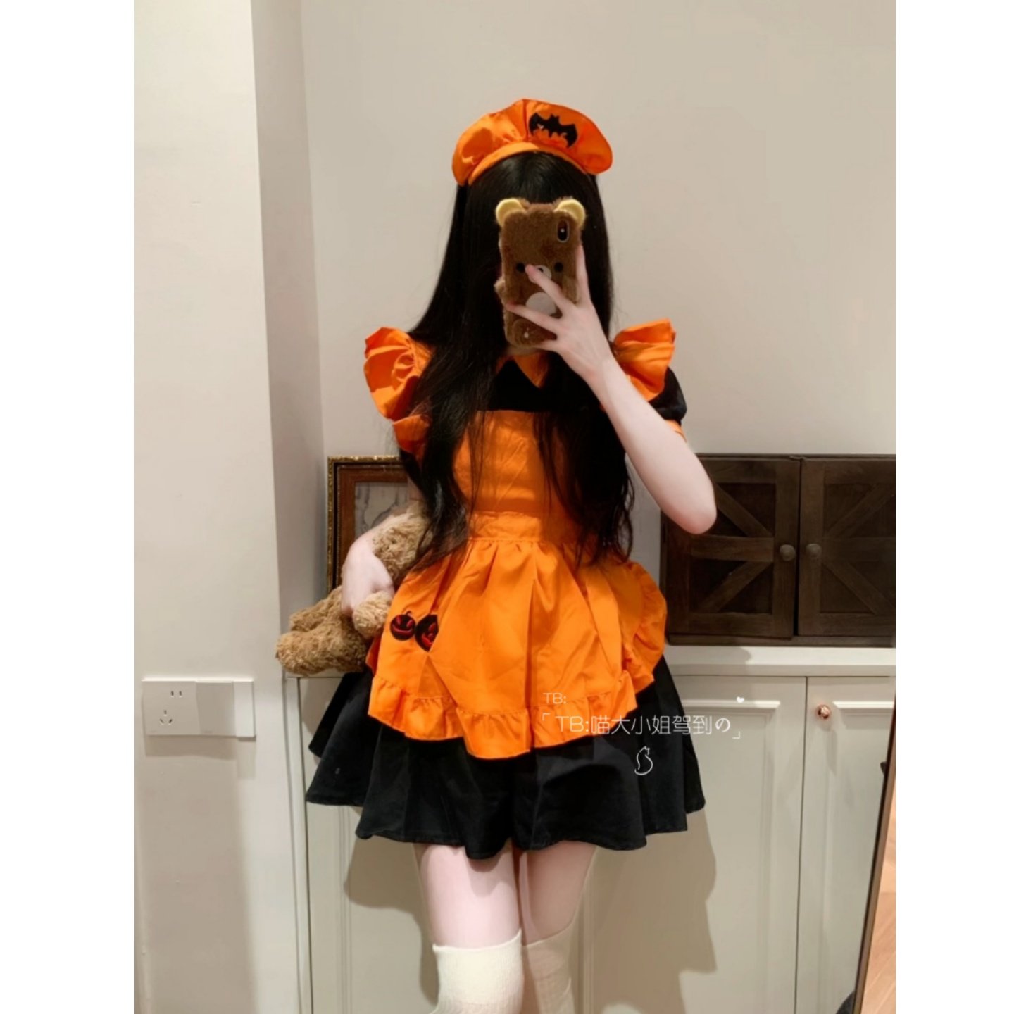 Miss Meow: Halloween Maid Outfit - Sexy, Pure, and Cute Cosplay - Pumpkin Dress, Short Lolita Dress
