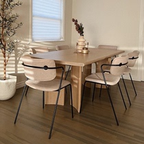 Nordic oak wabi-sabi style dining table Japanese-style log small apartment dining table simple workbench negotiation table light luxury desk