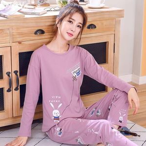 睡衣女纯棉长袖大码家居服