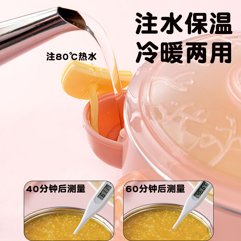 Baby Food Bowl, Special Food-Grade Water-Filled Insulation Food Supplement Tool Set for Babies Aged Six Months and Above When Going Out