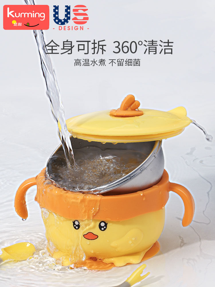 Baby Food Bowl, Special Water-Filled Insulated Bowl for Infants and Young Children, Stainless Steel Kidsren's Bowl and Spoon Tableware Set