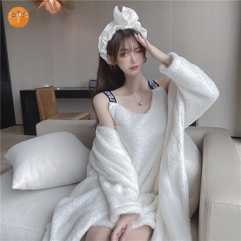 Little fragrance pajamas in 2020 new winter fashion thicker red sentiment hanging skirt can be worn outside