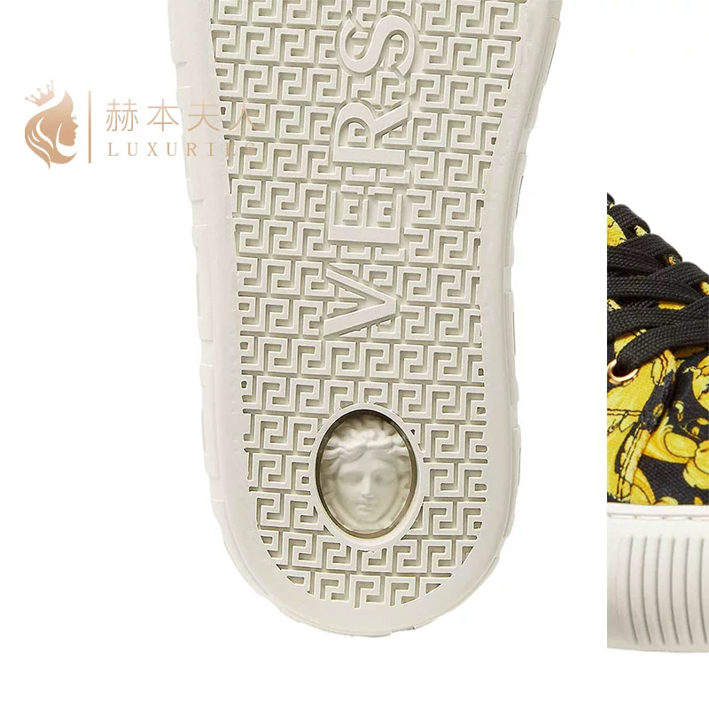 Versace/ 2024 Новые мужские кроссовки барочный принт золотистые низкие на шнуровке единичные кроссовки