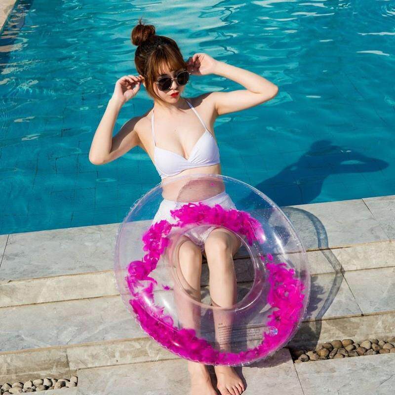 Net red swimming circle adult feather boys and girls thick armpit circle fully transparent inflatable lifebuoy water floating circle