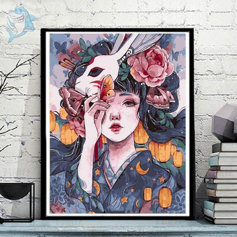 diy digital oil painting minimalist modern mini birthday present with female bestie padded coat of color living-room decoration painting
