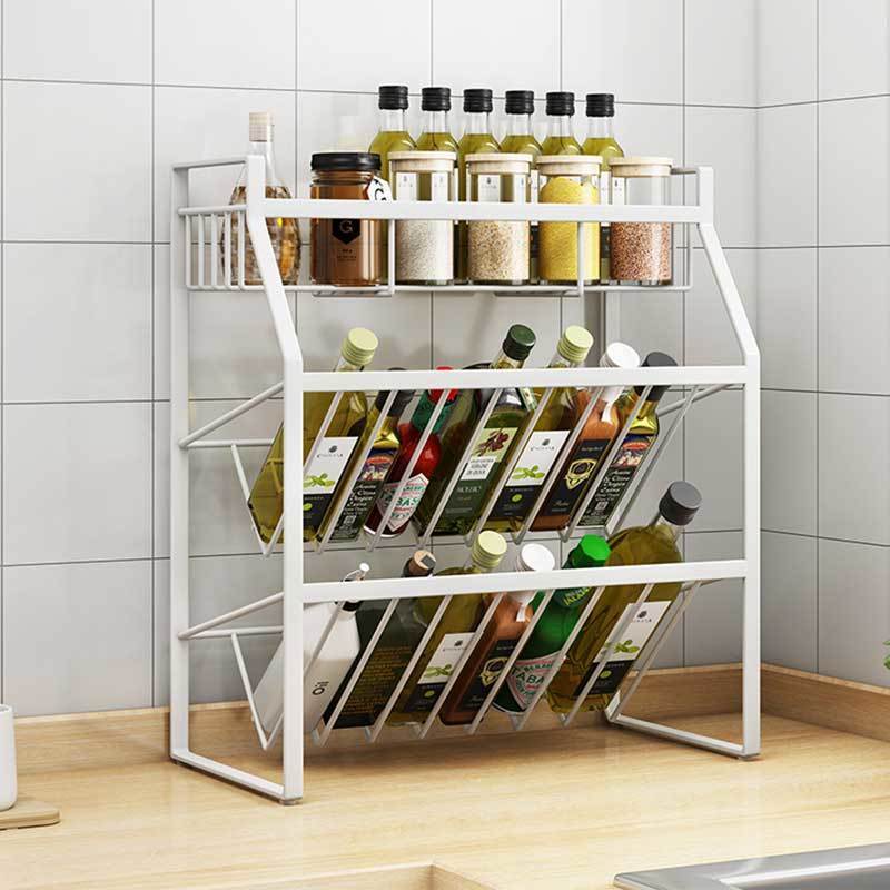 Kitchen shelving multilayer seasoning containing layer rack iron art kitchen table face floor type containing shelf Seasoned Bottle Shelf