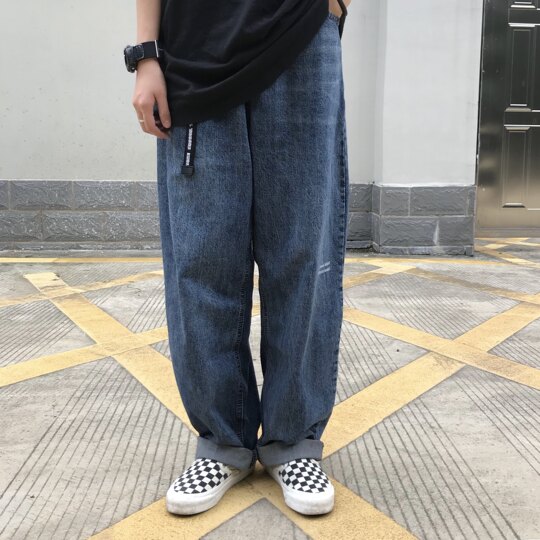 Feikeseven Hong Kong style jeans loose straight trousers couple style American fashion brand retro men's and women's casual pants