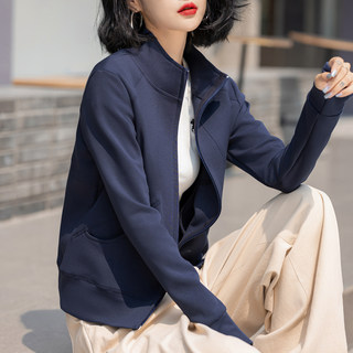 欧货秋冬款拉链衫外套女大码减龄加绒加厚正肩长袖空气棉显瘦开衫