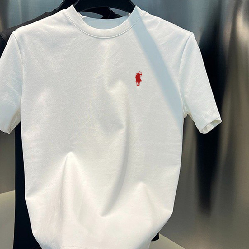 2026 Summer Hot Trendy Fashion Horse Embroidery Simple Casual Versatile T-Shirt Pure Cotton Heavyweight Short Sleeve Men's