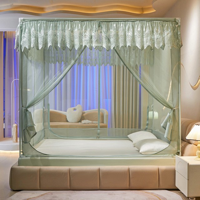 Children's Anti-Fall Mosquito Net for Home Bedroom, 2025 Model, Fully Enclosed Mongolian Yurt, Prevents Babies from Falling Out of Bed, 1.8m Bed with Bottom Support