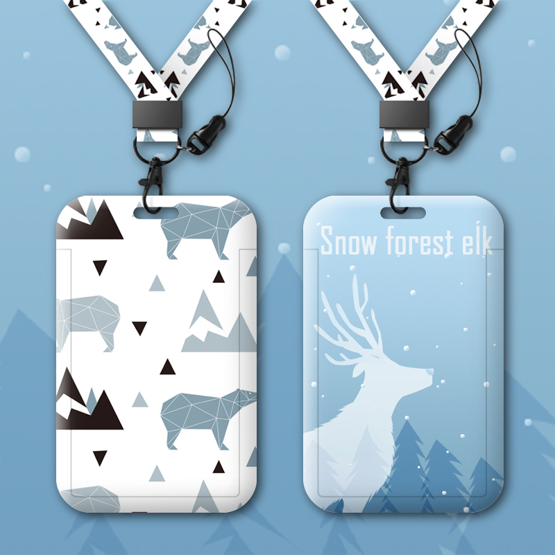 ins Nordic art frescoed students Campus Sleeves Bus Canteen Meals Card protective sleeves Subway Factory Cards Entrance Guard With Hanging Neck Work Out of the Entrance Certificate Chest Card Goat City card Custom