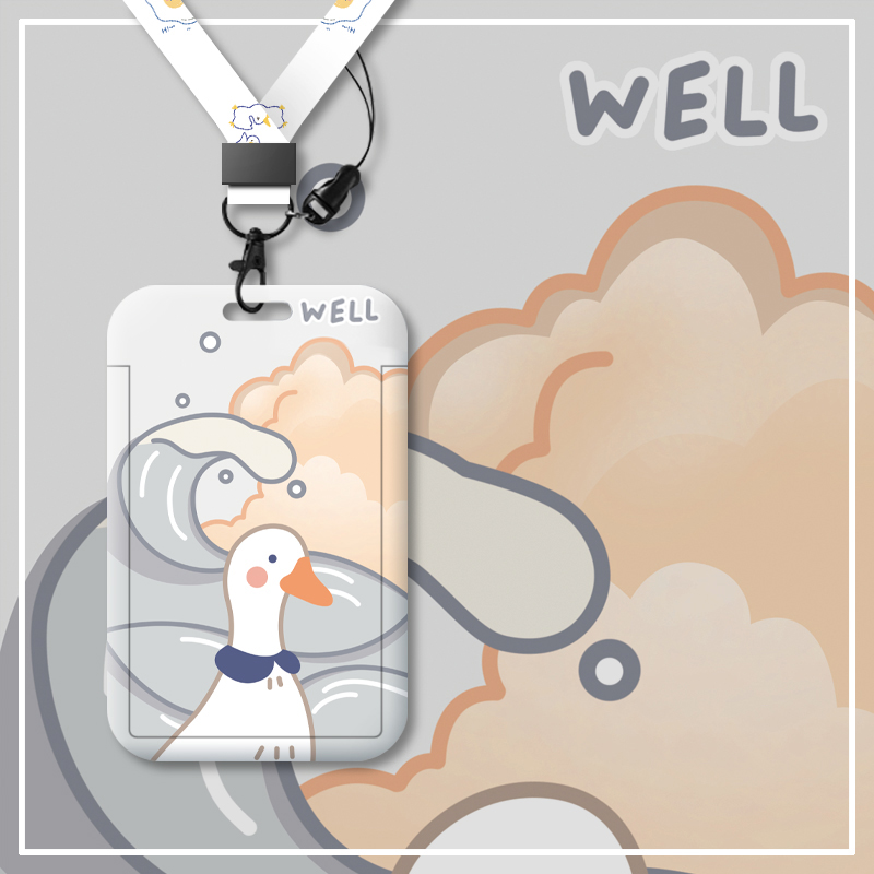 Cartoon cute cute student campus card set girl bus meal card access control factory brand badge with lanyard hanging neck protective cover kindergarten pick-up and drop-off subway Yangchengtong card set male key chain customization