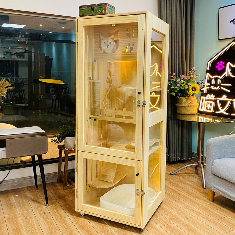 Cat Villa solid wood Luxury Cat Cabinet cat house cat breeding cage cat display cabinet pet cage cat house cat bed