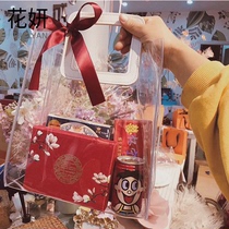 Huayan transparent tote bag pvc net red jelly bag ins gift bag plastic hand carry souvenir cake baking box