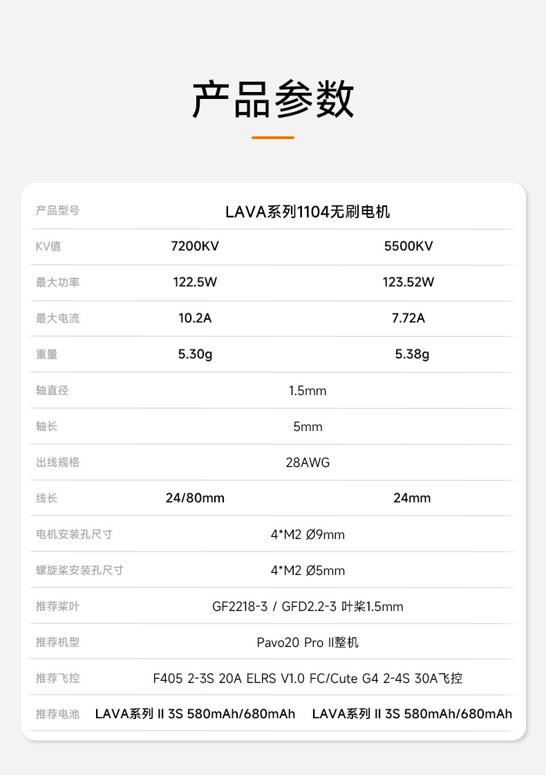 BETAFPV LAVA 1104 7200KV穿越機馬達fpv無刷電機適配Pavo20 Pro