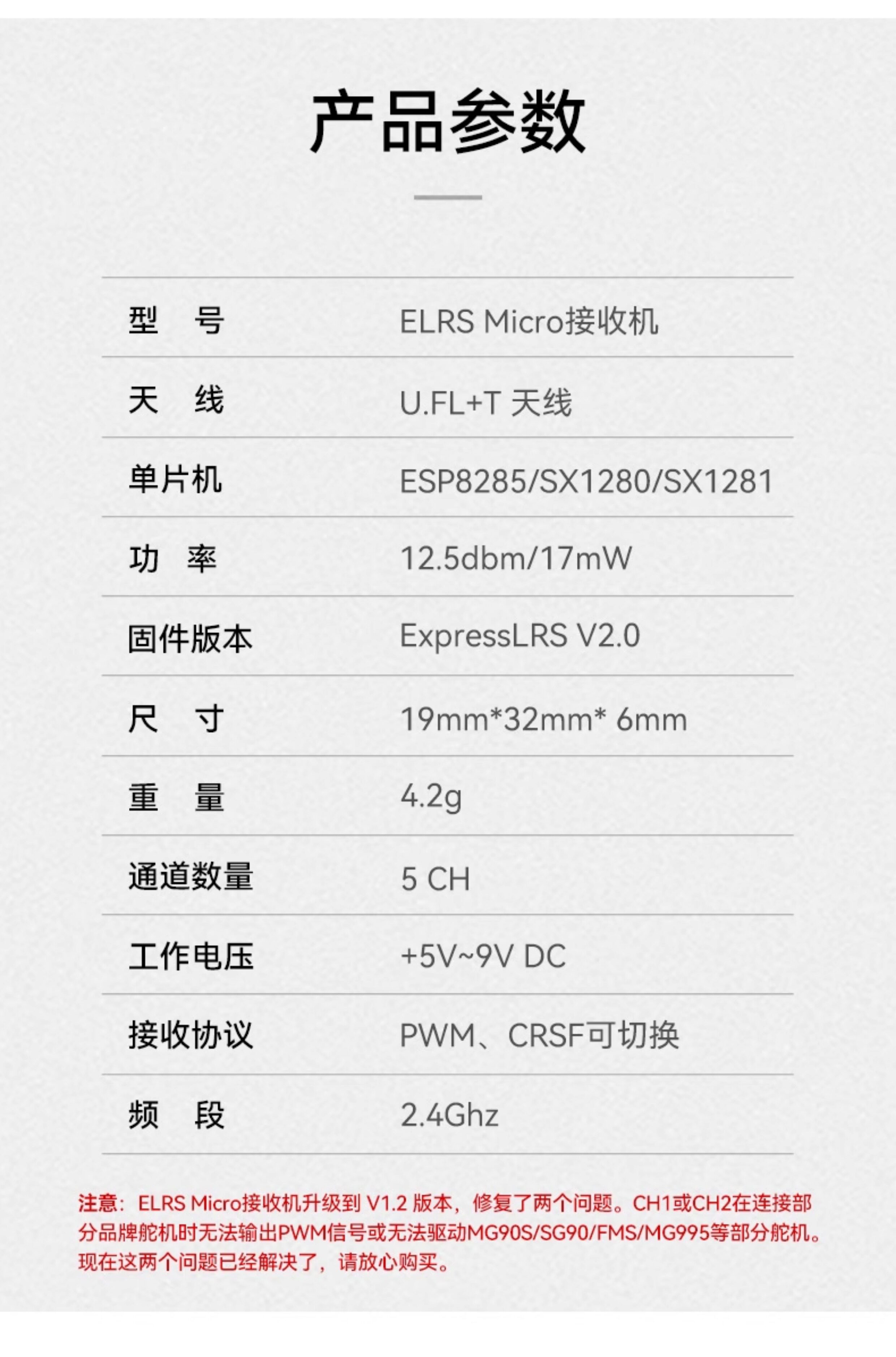 BETAFPV ELRS Micro接收機固定翼適用2.4GHz遠航長距離船車模PWM