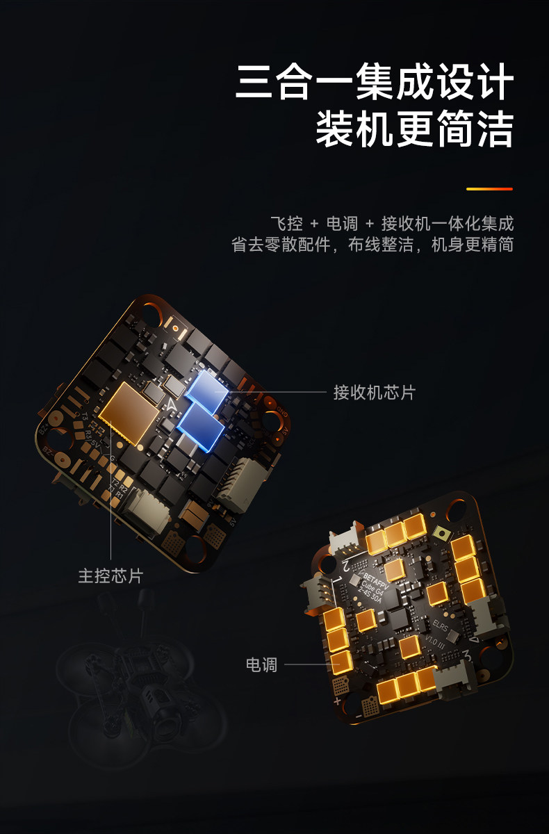 BETAFPV Cube 2-4S 30A 數傳無刷飛控電調一體AIO適用fpv穿越機