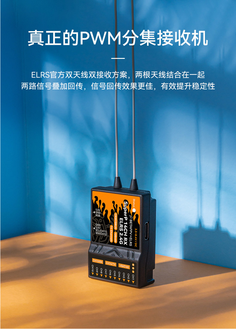BETAFPV SuperP 14CH分集接收機穿越機遠航長距離2.4/915/868GHz