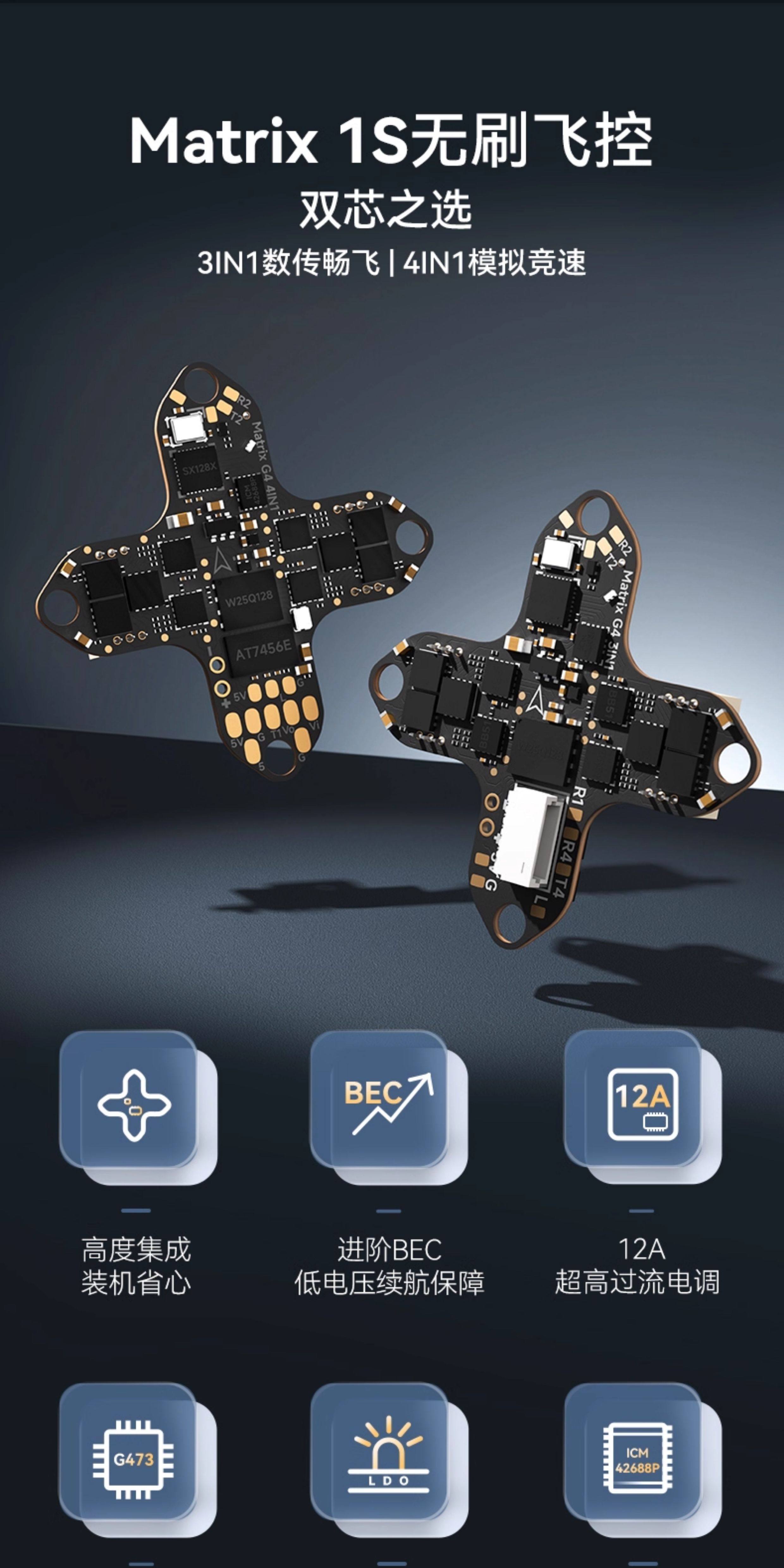 BETAFPV Matrix 1S飛控整合電調一體aio模組適用O4/模擬圖傳