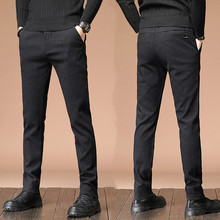 男士商务休闲裤小脚裤弹力西裤加绒长裤男裤