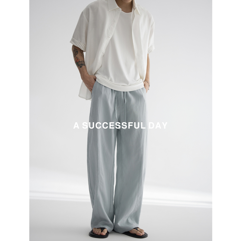 Assdy | Natural Wood Pulp Fiber/Tencel Linen/Summer Breathable and Cool Straight-Leg Casual Pants for Men, Versatile Long Pants Assdy | Natural Wood Pulp Fiber/Tencel Linen/Summer Breathable and Cool Straight-Leg Casual Pants for Men, Versatile Long Pants