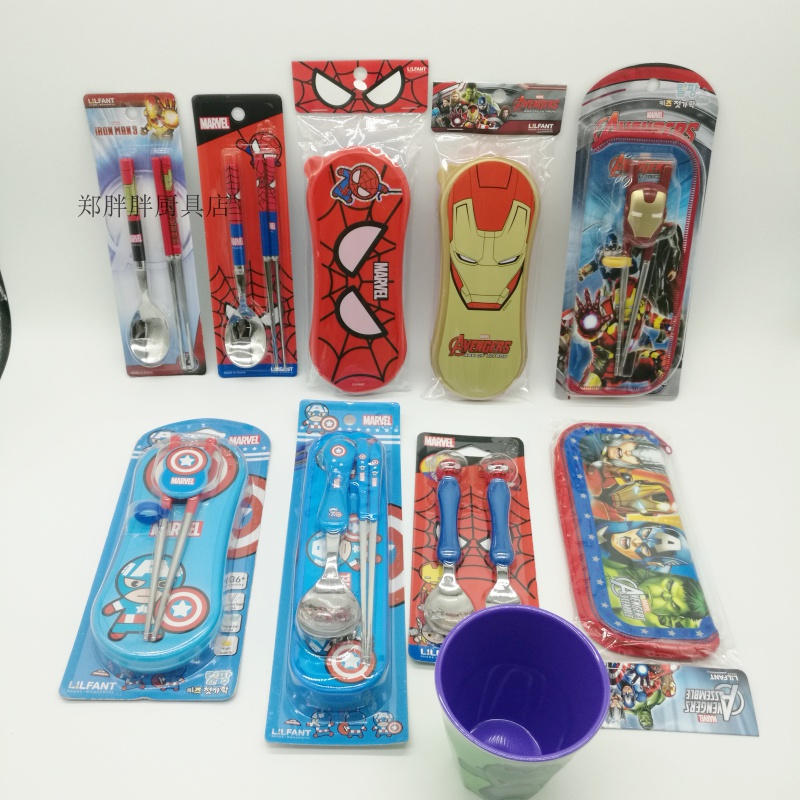 Iron Man Spider-Man US Captain Korea Lee Room Spoon Chopsticks Forks Children's Baby 304 Stainless Steel Tableware