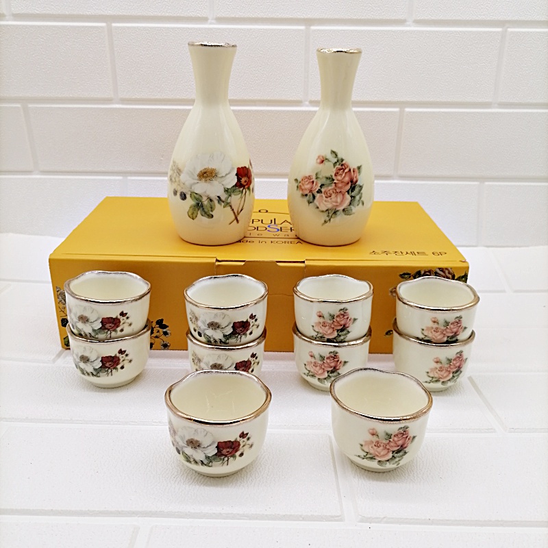 Queen Rose Queen Rose Gift Box Korea with gold - plated ceramic glaze color burned wine pot cup set