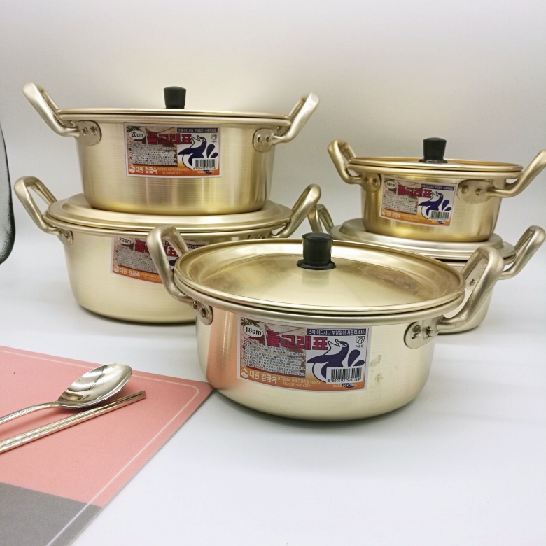 Golden Yellow Aluminum Pan Korea Original imported cooking Bubbling Noodle with the same style Blister Beer Broth with the ear
