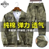 Камуфляжный хлопковый комплект, летний тонкий комбинезон, износостойкий лонгслив