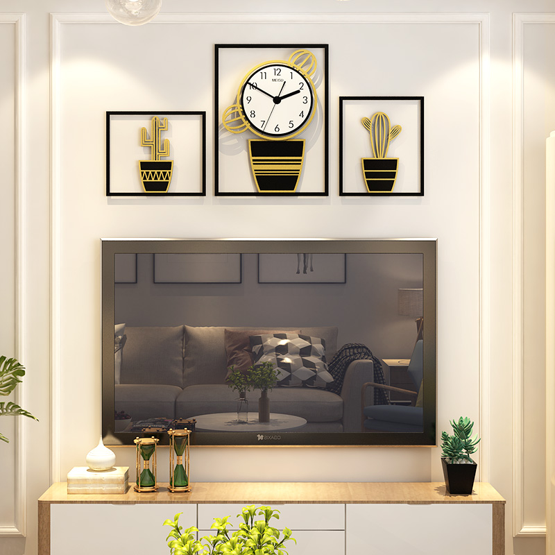 Punch-free clock wall clock living room Nordic light luxury home fashion wall watch decoration creative modern minimalist clock