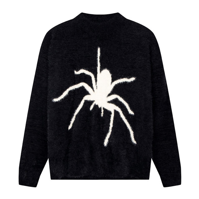 RASP ຄົນອັບເດດ: ແຫ່ງຊາດສູງ streets mohair spider sweater ສໍາລັບຜູ້ຊາຍແລະແມ່ຍິງວ່າງບໍ່ສະບາຍດູໃບໄມ້ລົ່ນແລະລະດູຫນາວຄູ່ຜົວເມຍ pullover ຄໍຮອບ sweater