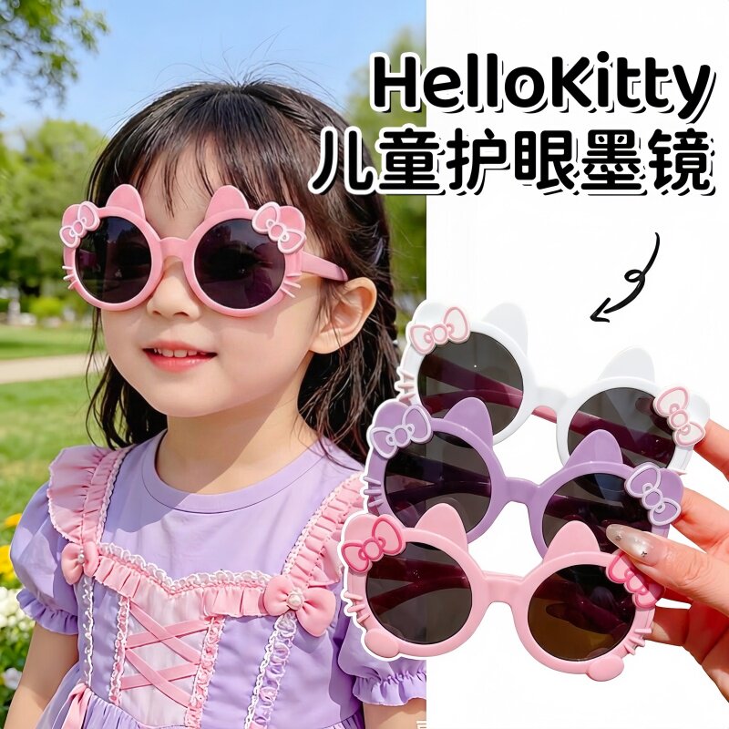 Детские солнцезащитные очки Hello Kitty с защитой от ультрафиолета, мужские и женские детские солнцезащитные очки с милым мультяшным солнцезащитным козырьком, защитные очки без поляризации