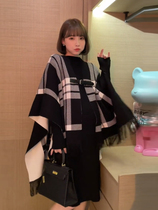 Maternity wear autumn and winter new double-sided shawl plaid shawl coat outer cloak double-sided wool knitted large square scarf