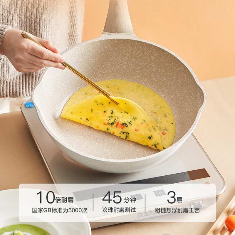 bibsola medical stone unstuck in pan Home frying pan gas stove induction stove suitable flat bottom pan frying pan round bottom