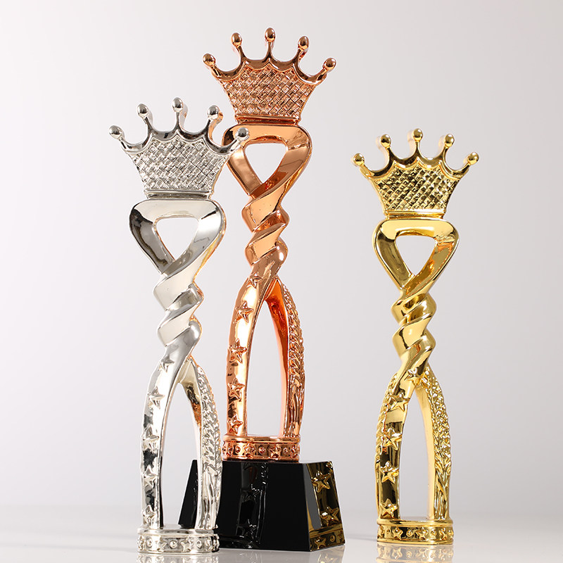 Crown Resin Trophy Customised Creative Metal Awards Gilded Sales Champion 2021 gold and silver bronze pentagram wheat ears