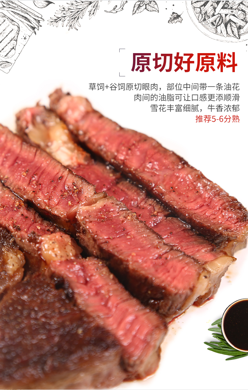 澳洲进口 品秩 草饲原切牛排S5级眼肉 整块直发3斤 可代切 图7