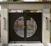 Stainless Steel Courtyard Gate Villa Courtyard Door Rural Yard Door Iron Art Double Open Door Aluminum Alloy Electric Translation Door