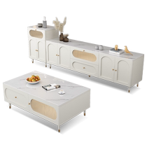 Solid wood TV cabinet modern simple high storage storage cabinet coffee table combination living room home slate TV cabinet